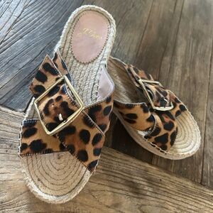 Jcrew leopard espadrille sandals